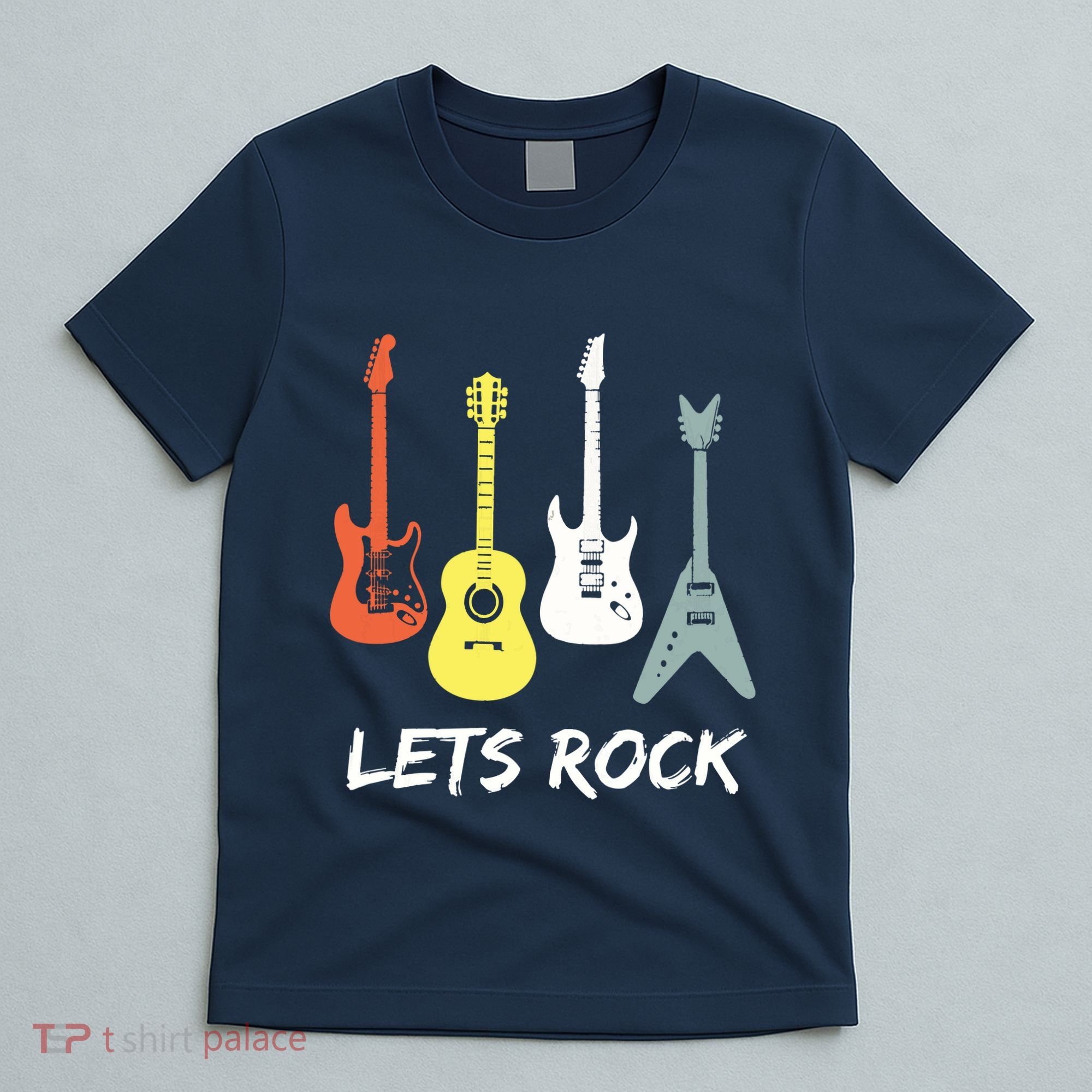 Lets Rock Rock N Roll Guitar Retro Gift Men Women T-Shirt