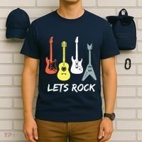 Lets Rock Rock N Roll Guitar Retro Gift Men Women T-Shirt thumb 6