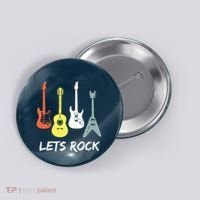 Lets Rock Rock N Roll Guitar Retro Gift Men Women Button thumb 0