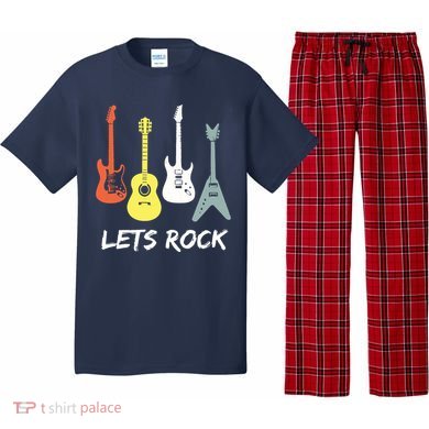 Lets Rock Rock N Roll Guitar Retro Gift Men Women Pajama Set