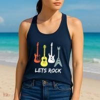 Lets Rock Rock N Roll Guitar Retro Gift Men Women Women's Tank Top thumb 2