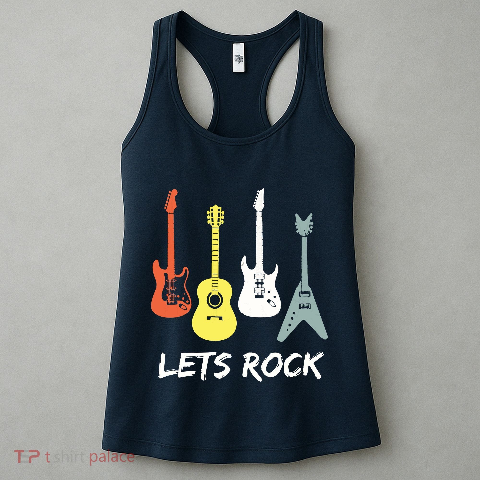 Lets Rock Rock N Roll Guitar Retro Gift Men Women Women's Tank Top