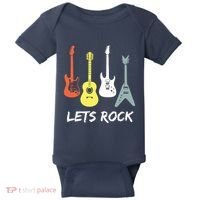Lets Rock Rock N Roll Guitar Retro Gift Men Women Baby Bodysuit thumb 0