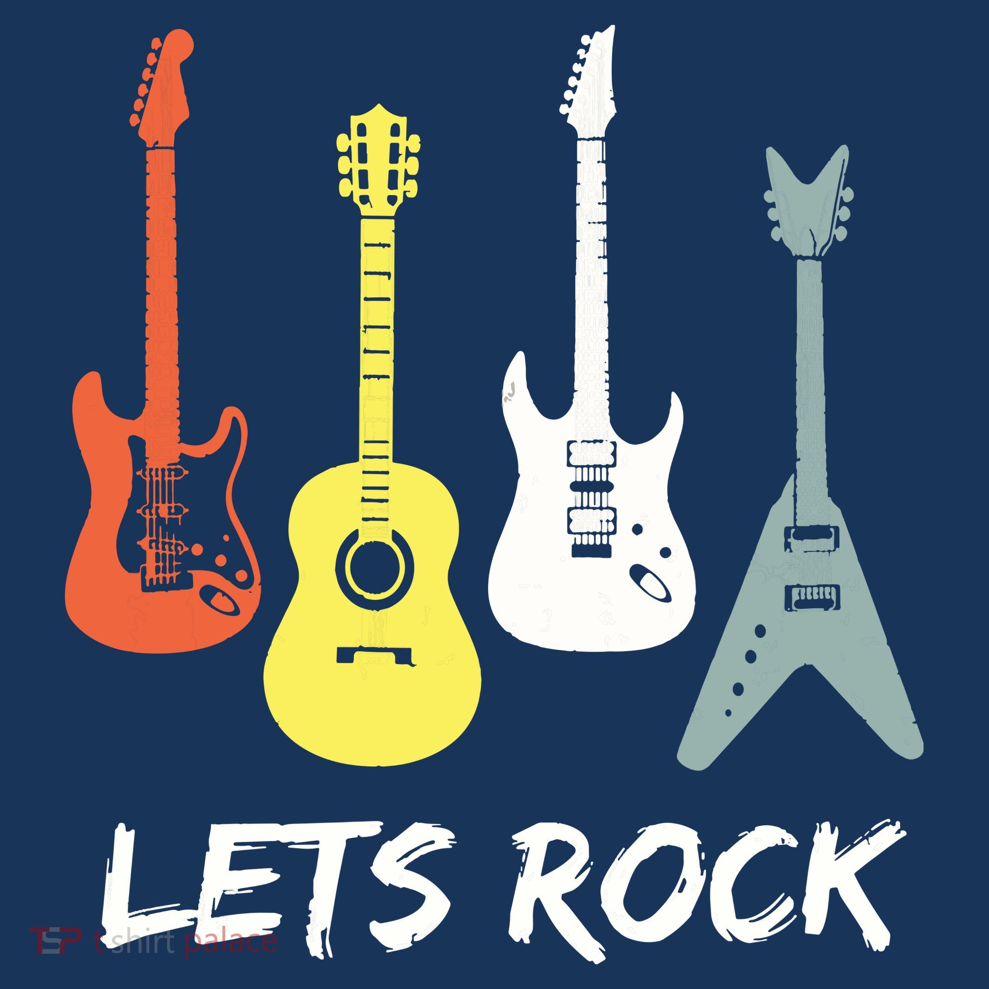 Lets Rock Rock N Roll Guitar Retro Gift Men Women Baby Bodysuit