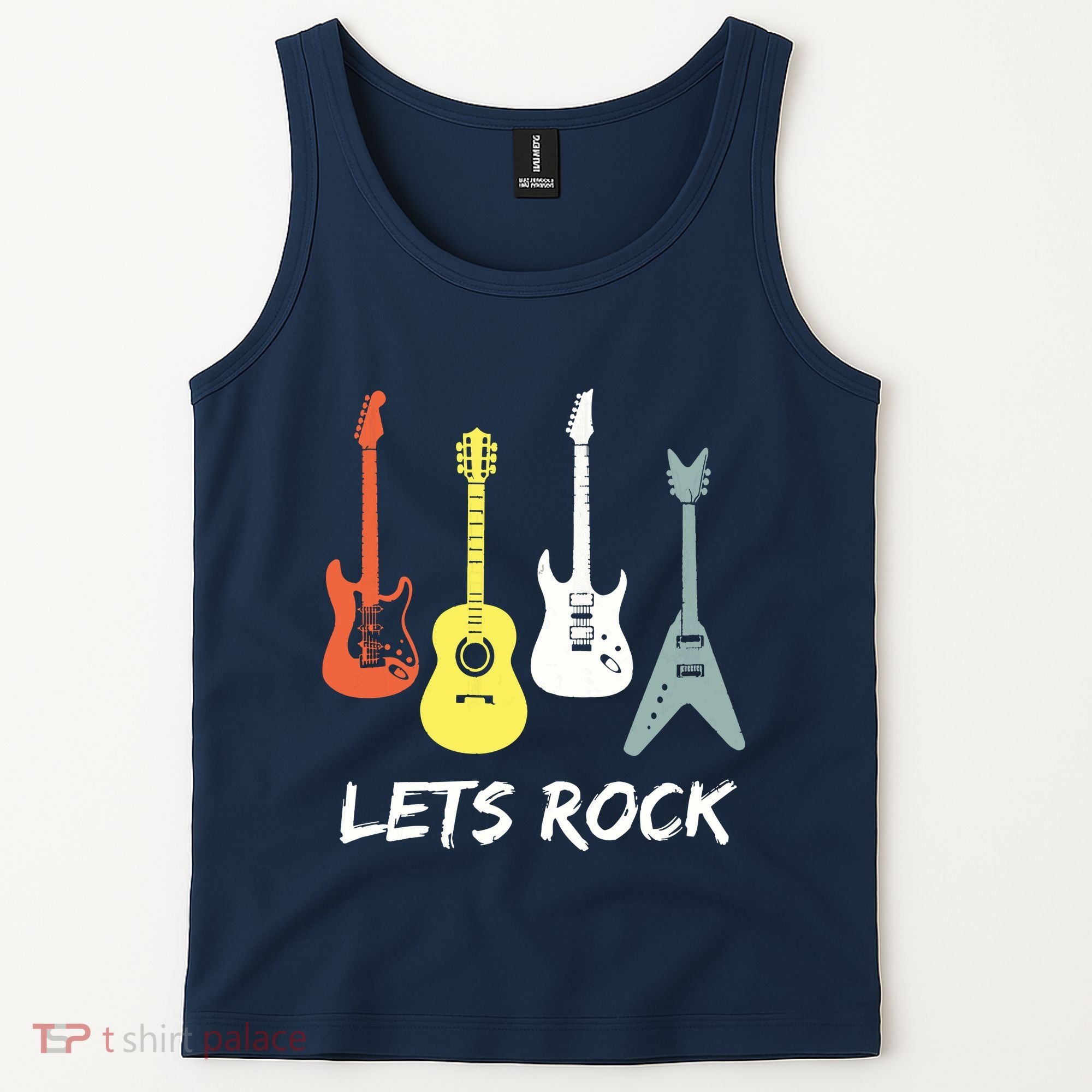 Lets Rock Rock N Roll Guitar Retro Gift Men Women Tank Top
