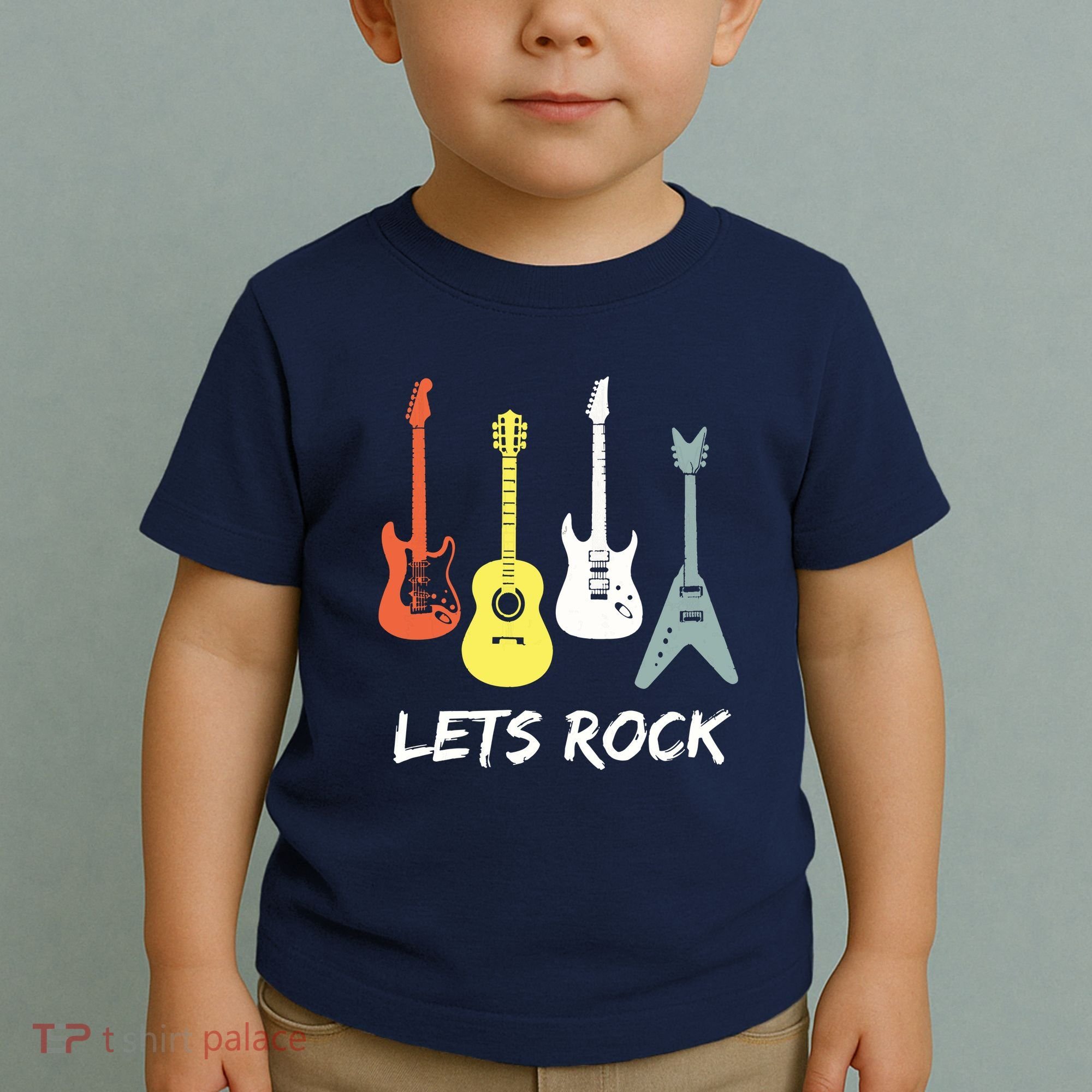 Lets Rock Rock N Roll Guitar Retro Gift Men Women Toddler T-Shirt