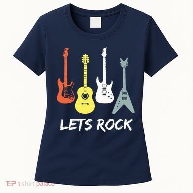 Lets Rock Rock N Roll Guitar Retro Gift Men Women Women's T-Shirt