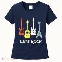 Lets Rock Rock N Roll Guitar Retro Gift Men Women Women's T-Shirt thumb 0