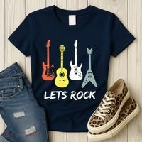 Lets Rock Rock N Roll Guitar Retro Gift Men Women Women's T-Shirt thumb 3