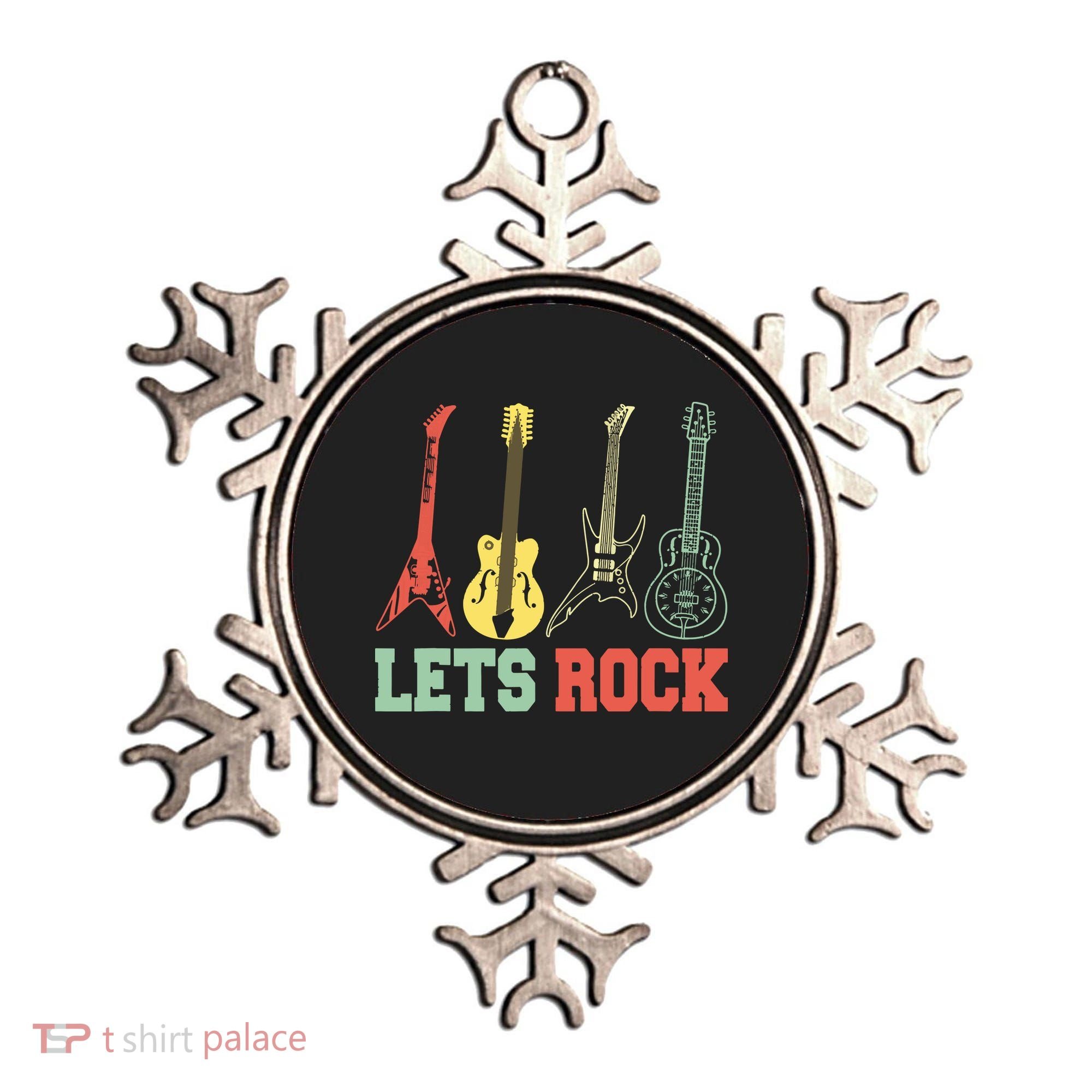Lets Rock Rock N Roll Guitar Retro Ornament