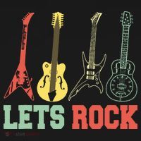 Lets Rock Rock N Roll Guitar Retro Ornament thumb 1