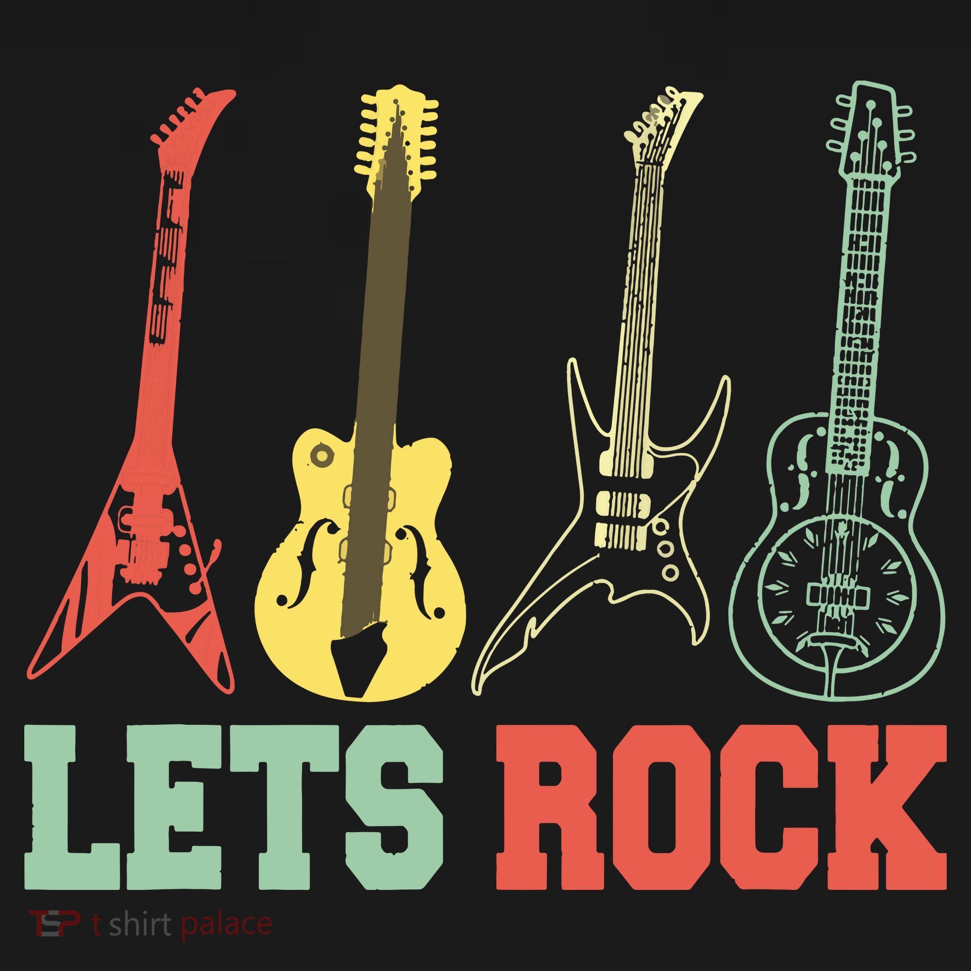 Lets Rock Rock N Roll Guitar Retro Ornament