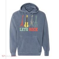 Lets Rock Rock N Roll Guitar Retro Comfort Colors Garment-Dyed Hooded Sweatshirt thumb 0