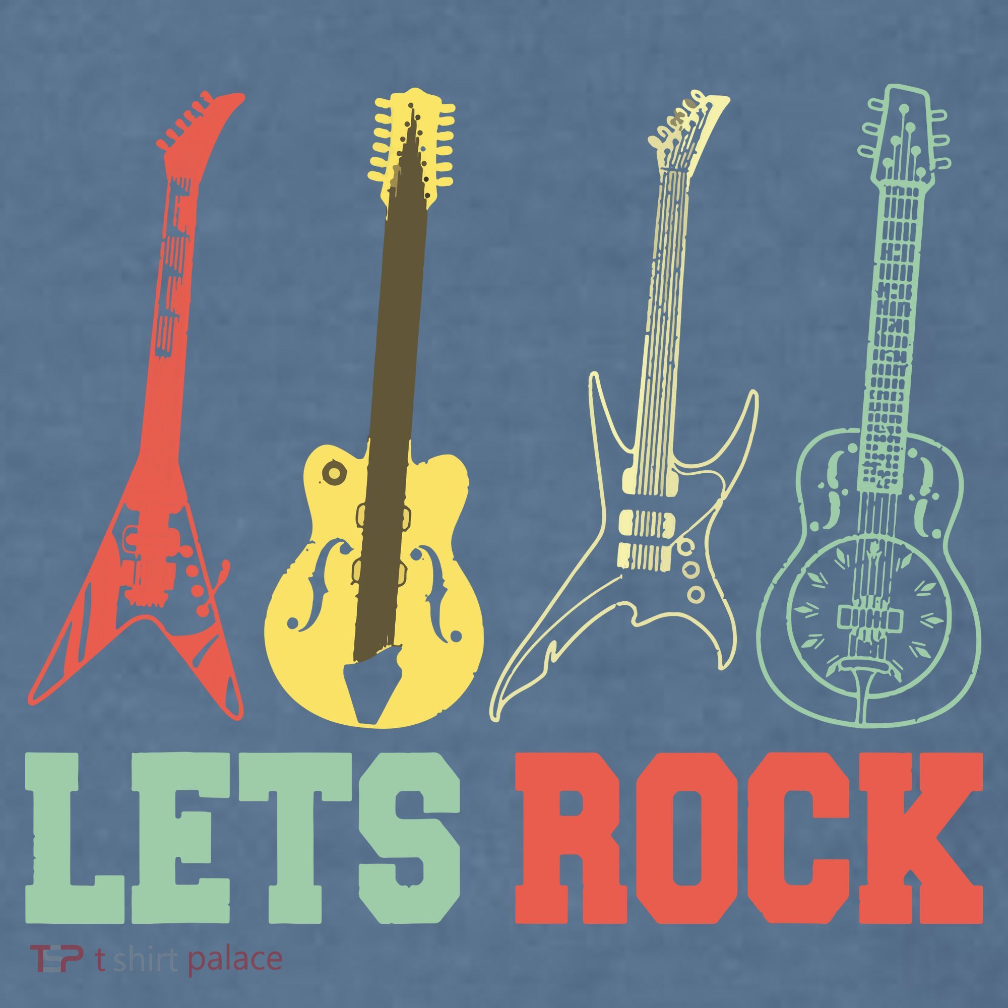 Lets Rock Rock N Roll Guitar Retro Comfort Colors Garment-Dyed Hooded Sweatshirt