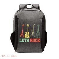 Lets Rock Rock N Roll Guitar Retro Vector Backpack thumb 0