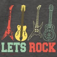 Lets Rock Rock N Roll Guitar Retro Vector Backpack thumb 2