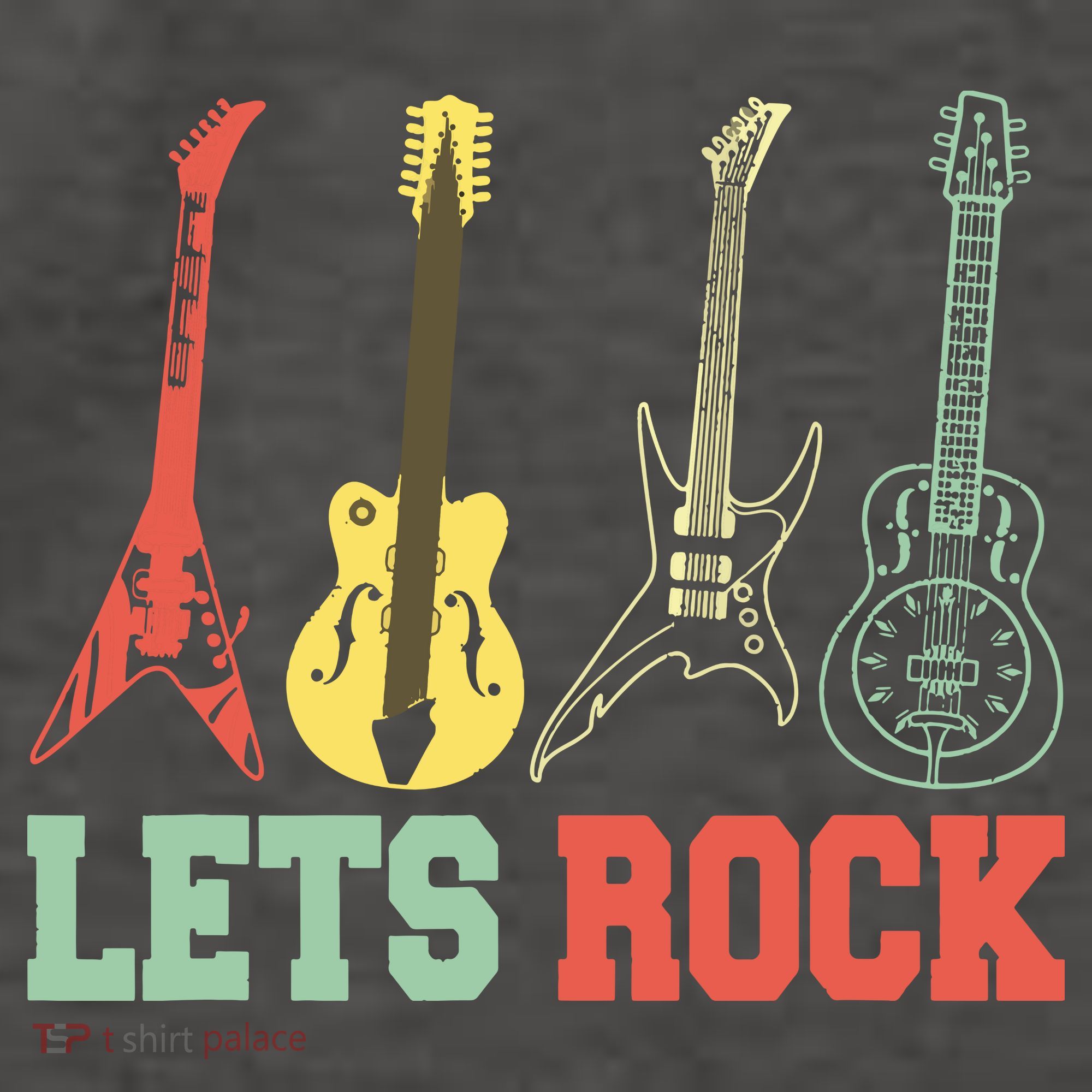 Lets Rock Rock N Roll Guitar Retro Vector Backpack