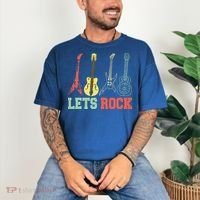 Lets Rock Rock N Roll Guitar Retro Comfort Colors T-Shirt thumb 3