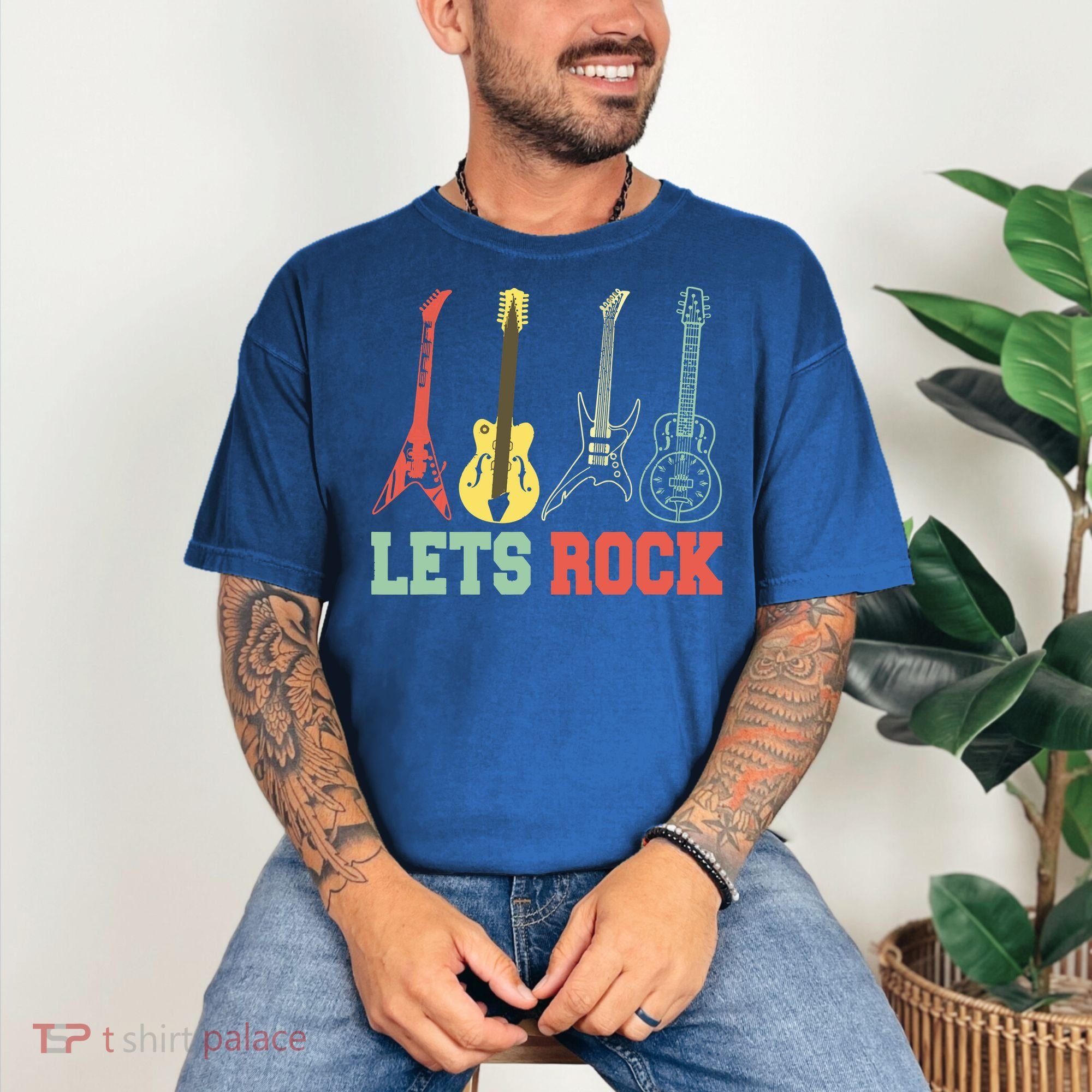 Lets Rock Rock N Roll Guitar Retro Comfort Colors T-Shirt