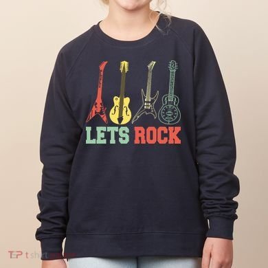 Lets Rock Rock N Roll Guitar Retro Women's Sweatshirt