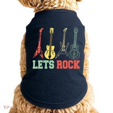 Lets Rock Rock N Roll Guitar Retro Doggie Tank