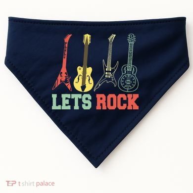 Lets Rock Rock N Roll Guitar Retro USA-Made Doggie Bandana
