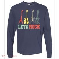 Lets Rock Rock N Roll Guitar Retro Comfort Colors Heavyweight Long Sleeve T-Shirt thumb 0