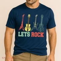 Lets Rock Rock N Roll Guitar Retro Cooling Performance Crew T-Shirt thumb 2