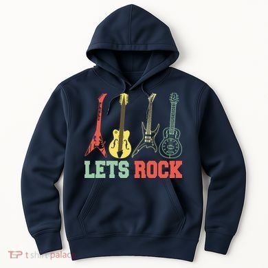 Lets Rock Rock N Roll Guitar Retro Hoodie