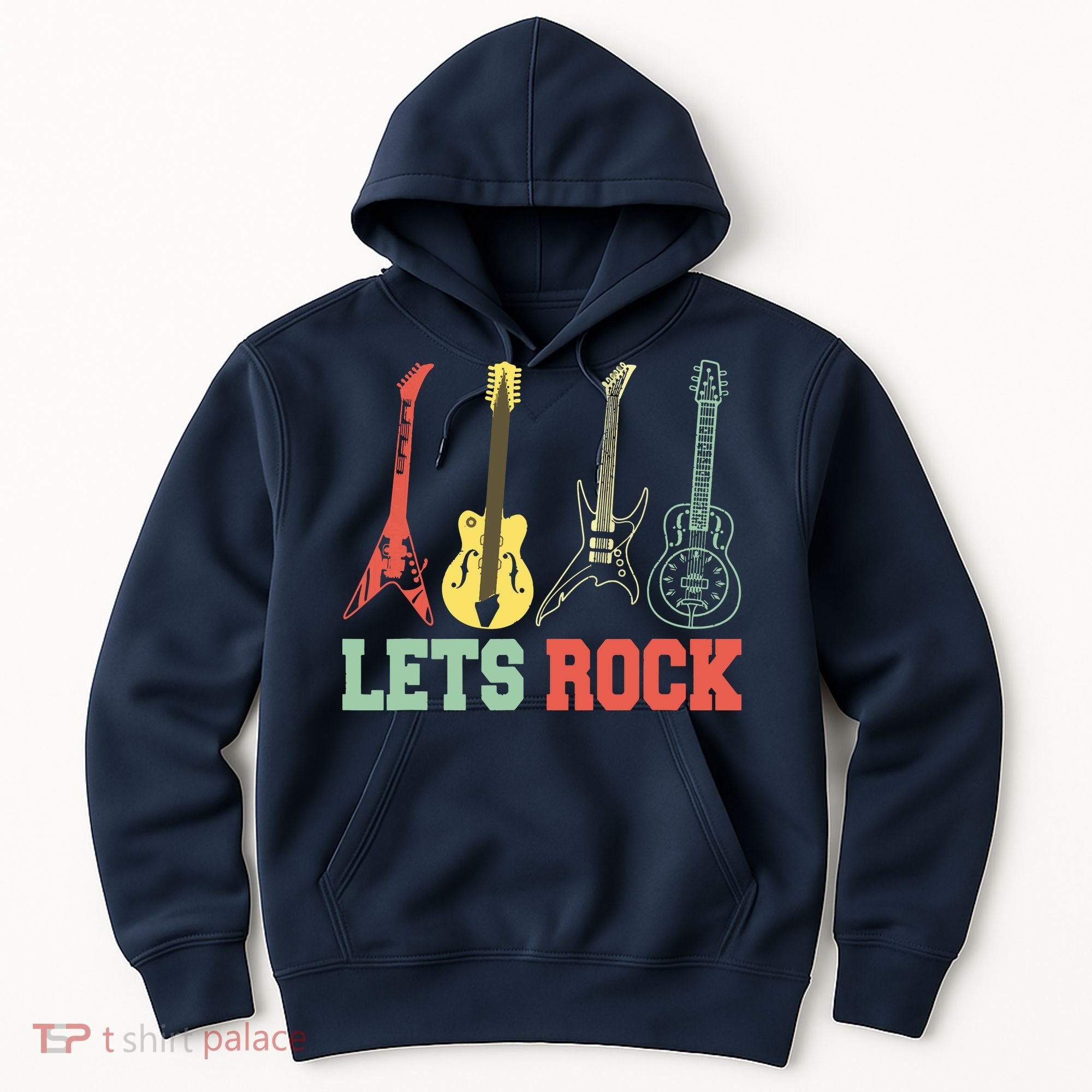Lets Rock Rock N Roll Guitar Retro Hoodie