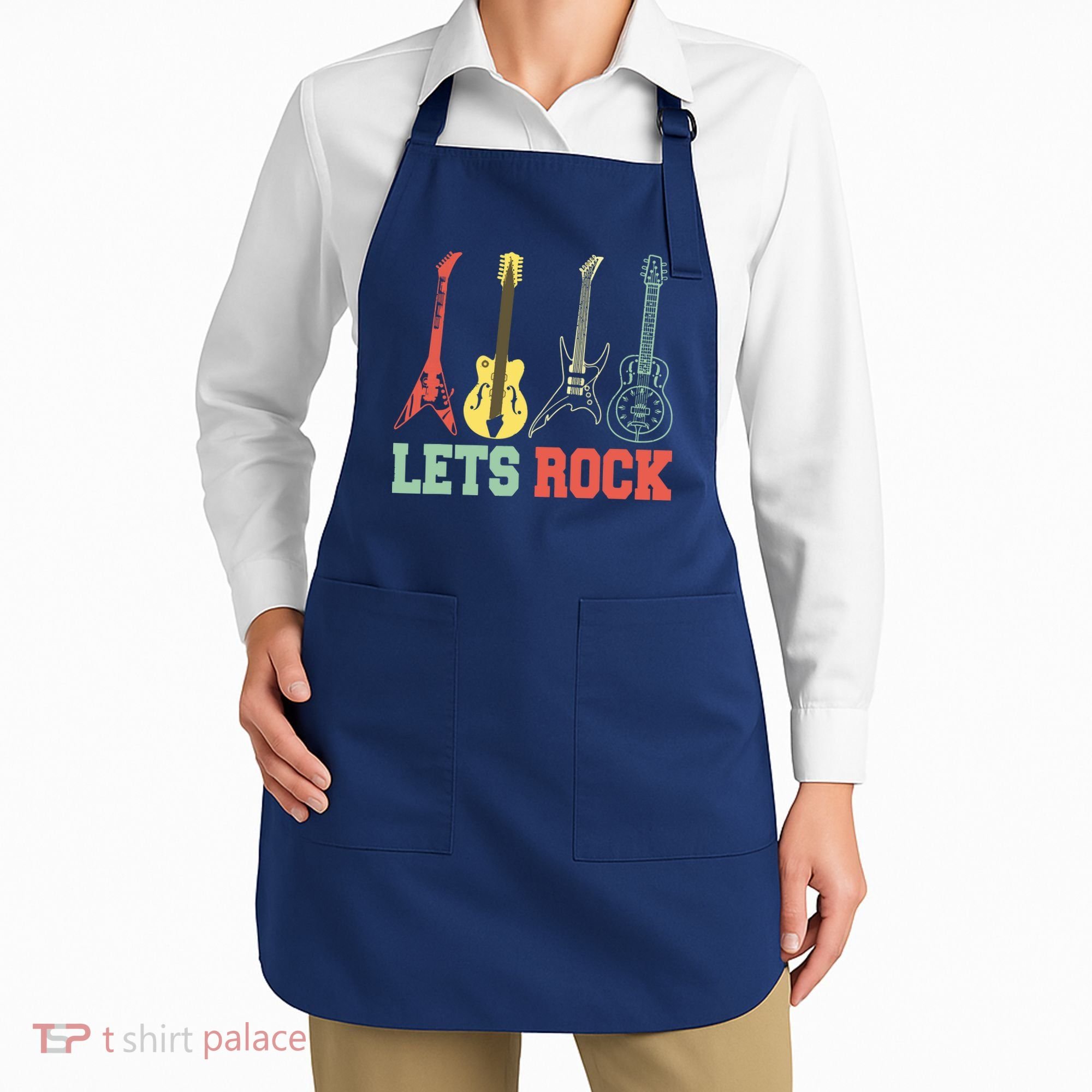 Lets Rock Rock N Roll Guitar Retro Apron