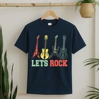 Lets Rock Rock N Roll Guitar Retro T-Shirt thumb 2
