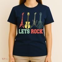 Lets Rock Rock N Roll Guitar Retro T-Shirt thumb 4