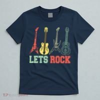 Lets Rock Rock N Roll Guitar Retro T-Shirt thumb 5