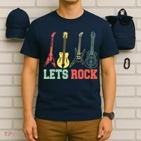 Lets Rock Rock N Roll Guitar Retro T-Shirt thumb 6
