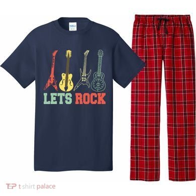 Lets Rock Rock N Roll Guitar Retro Pajama Set