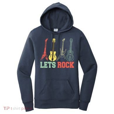 Lets Rock Rock N Roll Guitar Retro Women's Hoodie