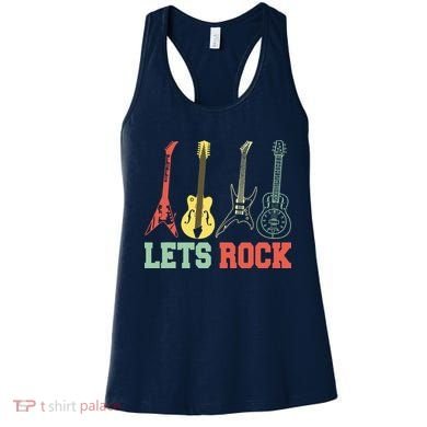 Lets Rock Rock N Roll Guitar Retro Women's Tank Top