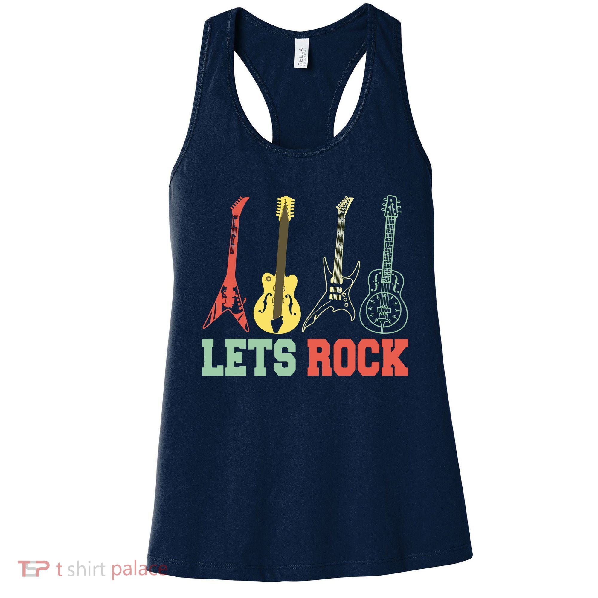 Lets Rock Rock N Roll Guitar Retro Women's Tank Top