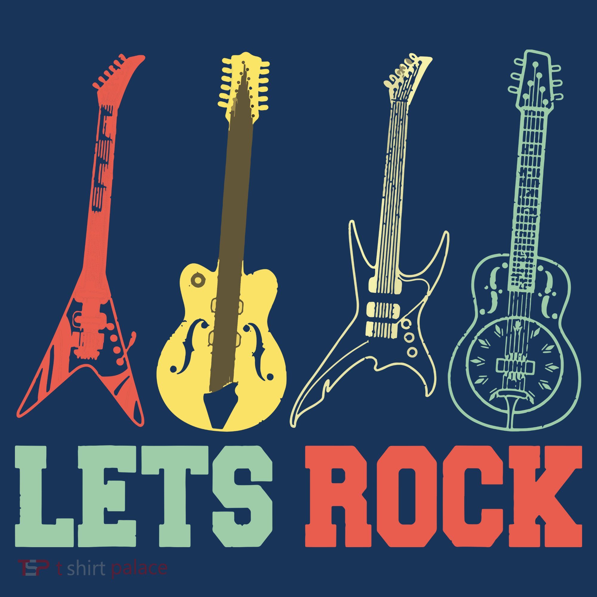 Lets Rock Rock N Roll Guitar Retro Women's Tank Top