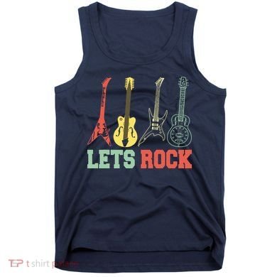 Lets Rock Rock N Roll Guitar Retro Tank Top