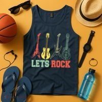Lets Rock Rock N Roll Guitar Retro Tank Top thumb 4