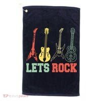 Lets Rock Rock N Roll Guitar Retro Golf Towel thumb 0