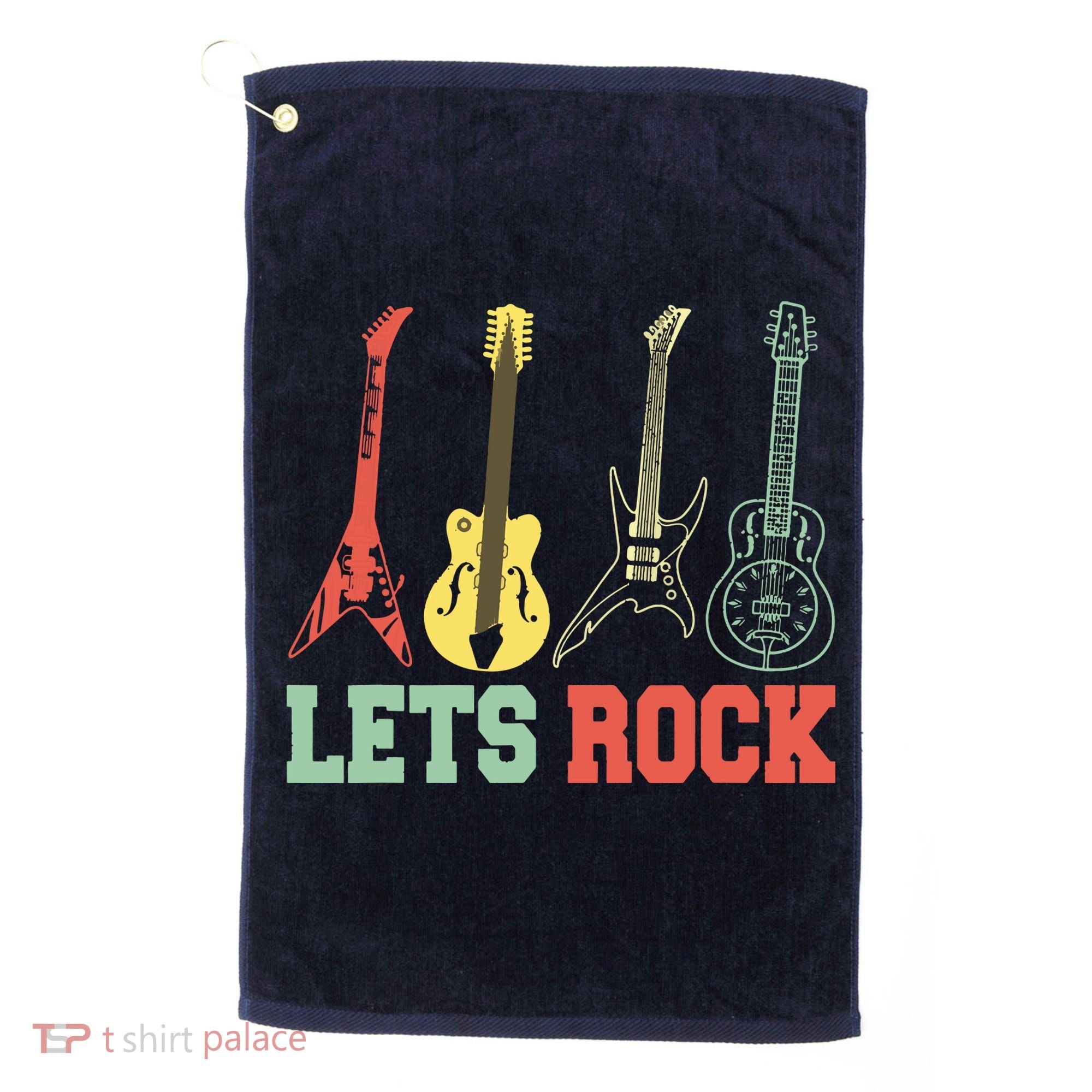Lets Rock Rock N Roll Guitar Retro Golf Towel
