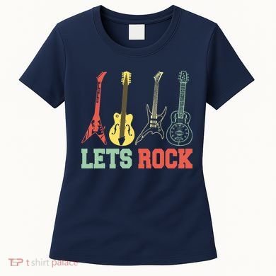 Lets Rock Rock N Roll Guitar Retro Women's T-Shirt