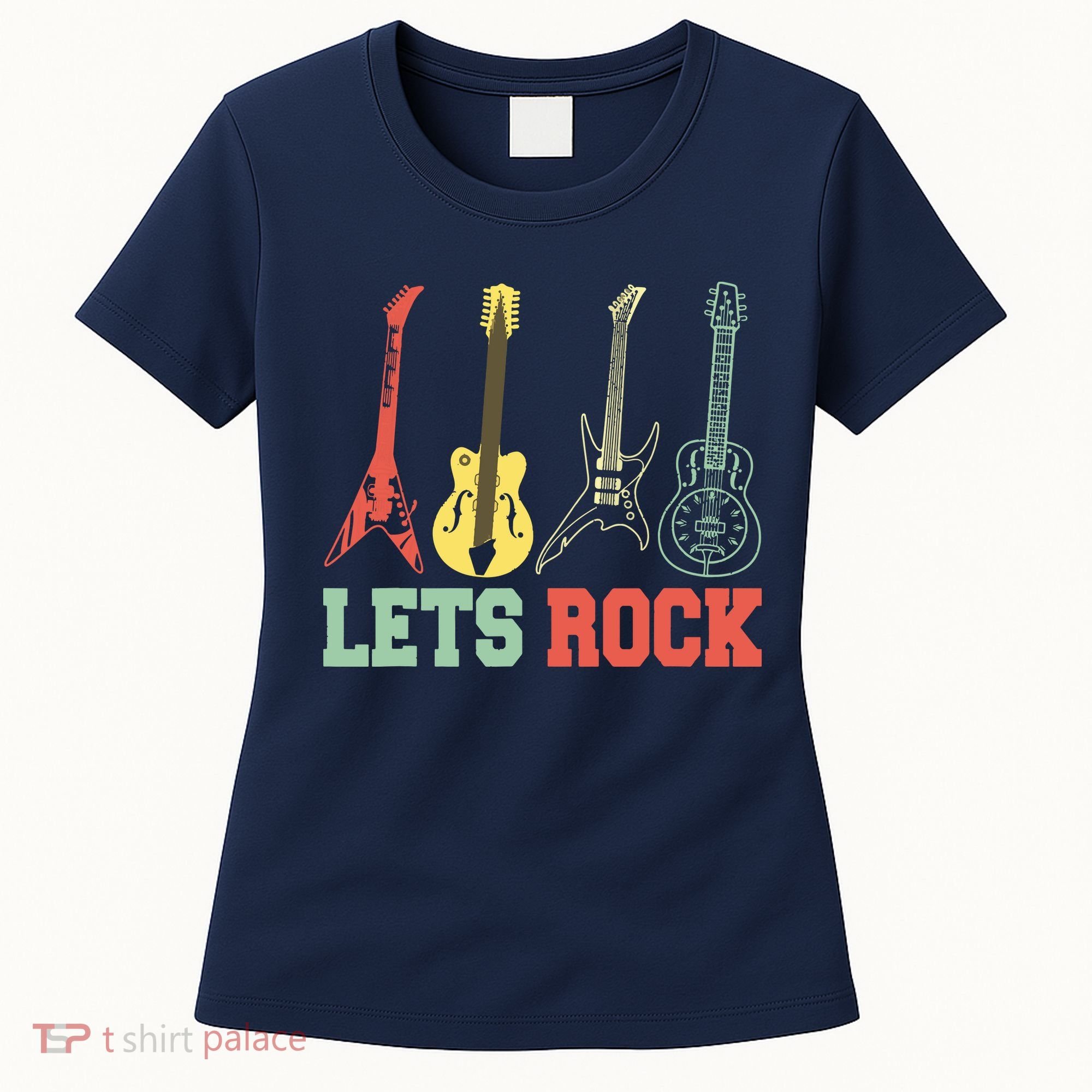 Lets Rock Rock N Roll Guitar Retro Women's T-Shirt