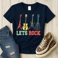 Lets Rock Rock N Roll Guitar Retro Women's T-Shirt thumb 3