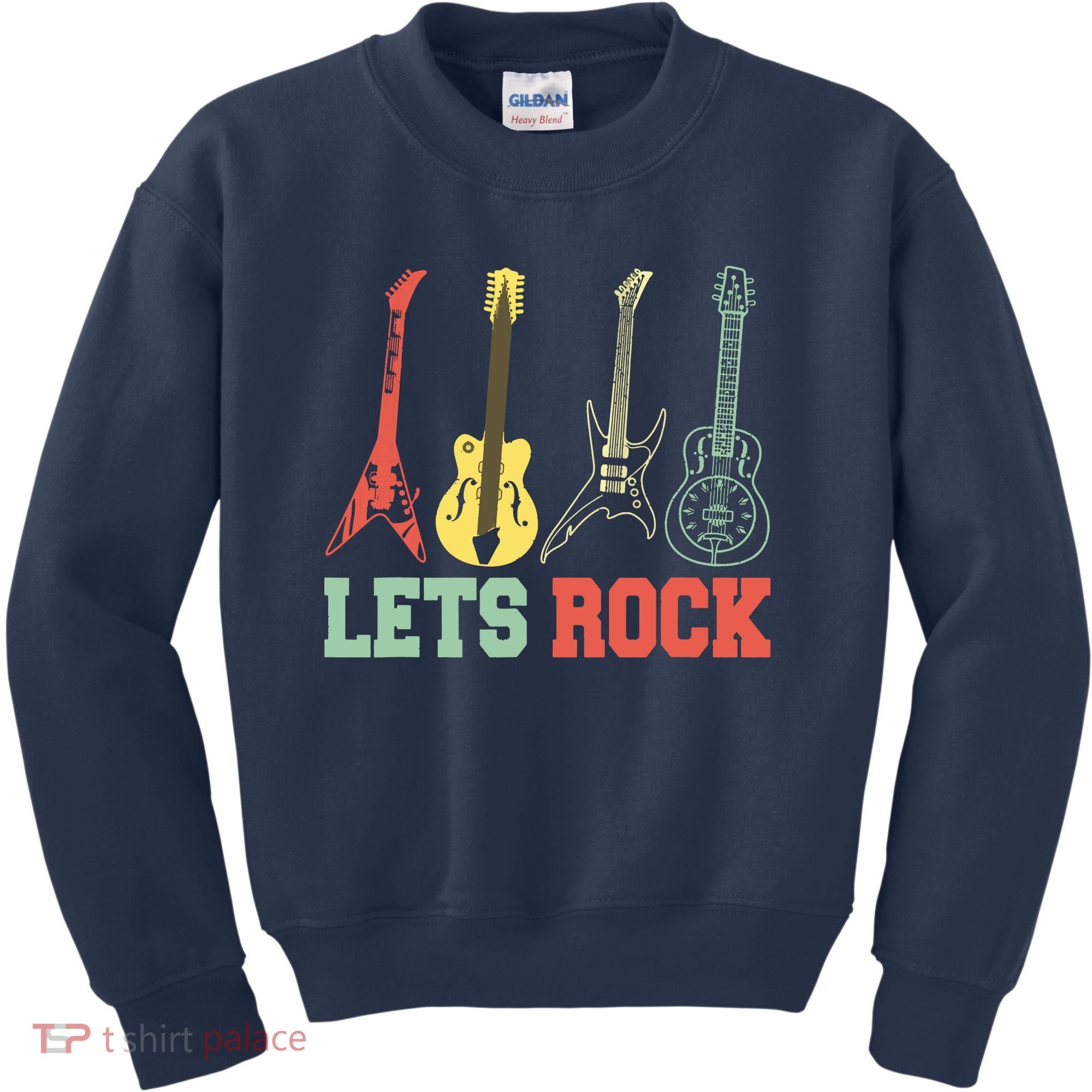 Lets Rock Rock N Roll Guitar Retro Kids Sweatshirt