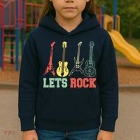 Lets Rock Rock N Roll Guitar Retro Kids Hoodie thumb 3