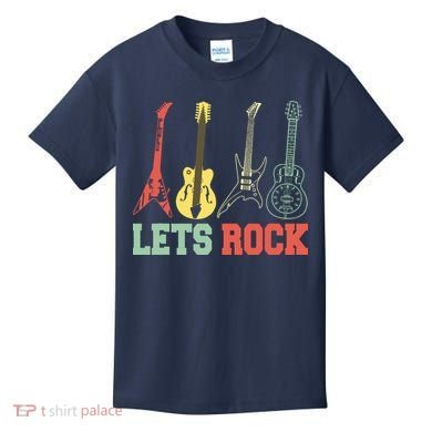 Lets Rock Rock N Roll Guitar Retro Kids T-Shirt